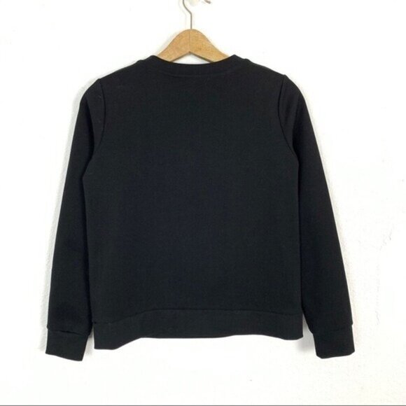 Club Monaco Colorblock Crewneck Sweatshirt Medium Gray Black Minimalist Casual - Picture 4 of 5